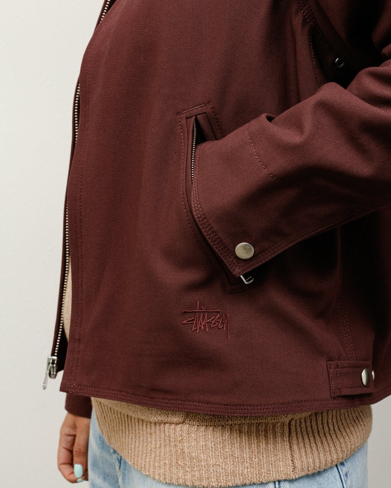 Stüssy Garage Jacket Gabardine Dámské SM89-9629T8 | Stussy Bundy Vínové