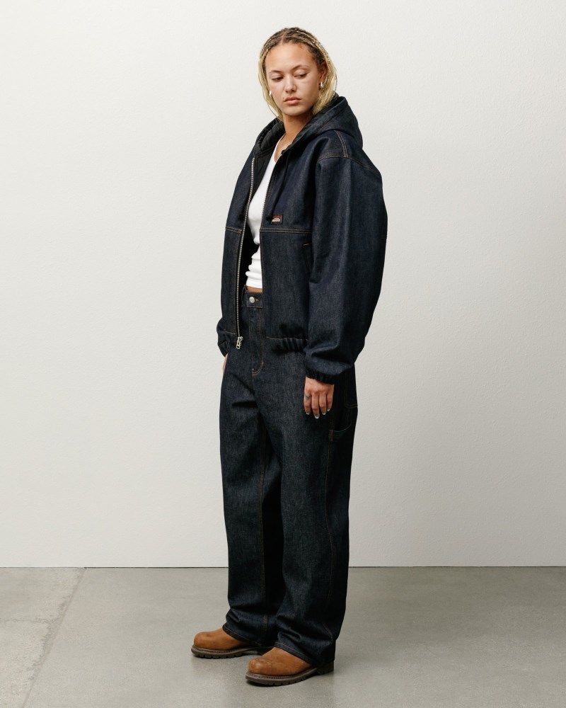 Stüssy Insulated Work Jacket Denim Dámské XL32-5142A9 | Stussy Bundy Indigo