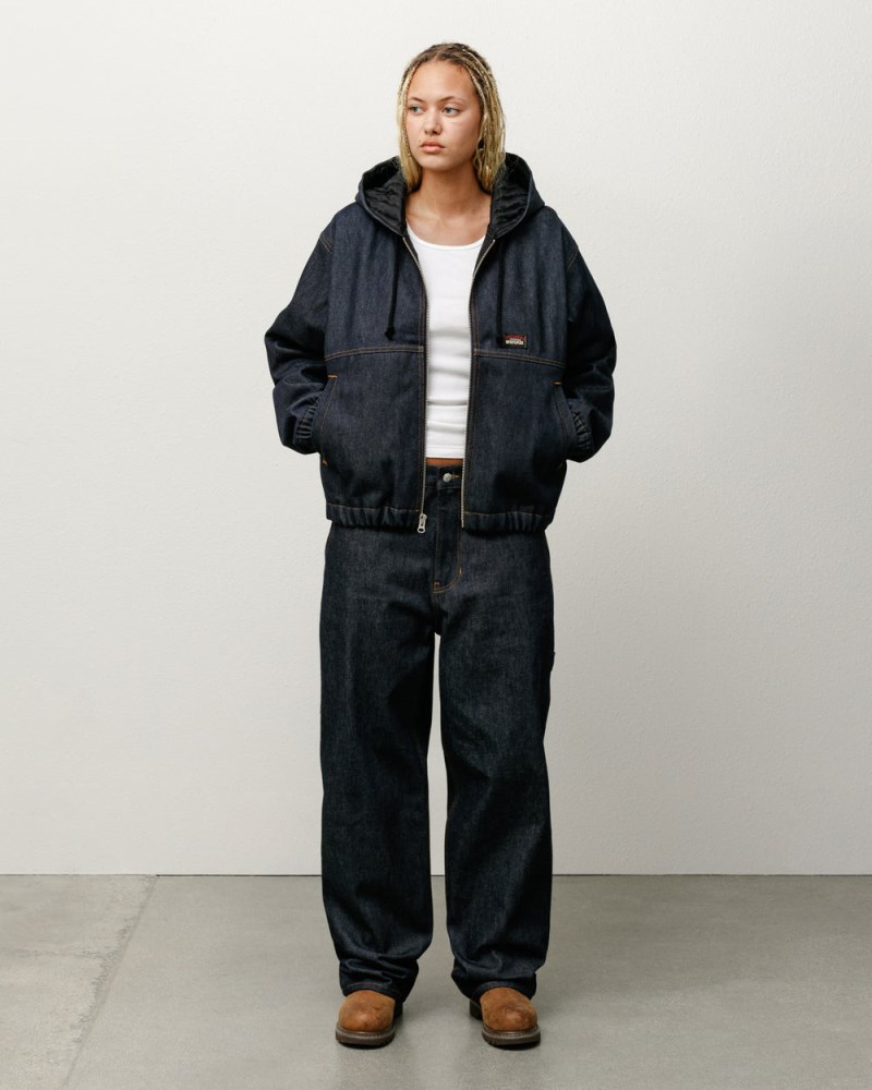 Stüssy Insulated Work Jacket Denim Dámské XL32-5142A9 | Stussy Bundy Indigo