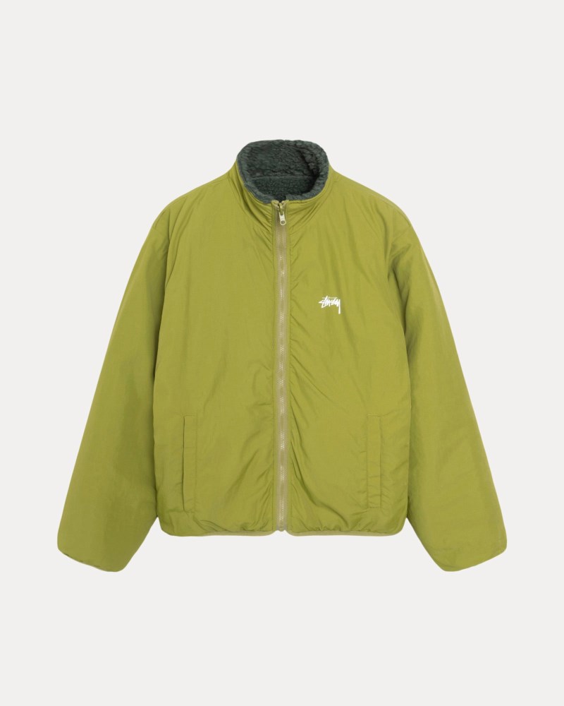 Stüssy Sherpa Reversible Jacket Dámské XR29-8639P8 | Stussy Bundy Tmavě Zelene
