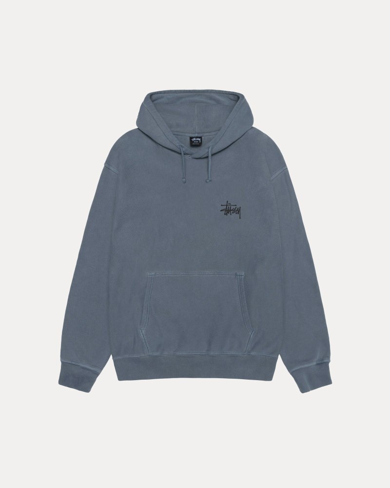 Stüssy Basic Hoodie Pigment Dyed Dámské VQ05-4355J3 | Stussy Mikina S Kapucí Tmavě Blankyt
