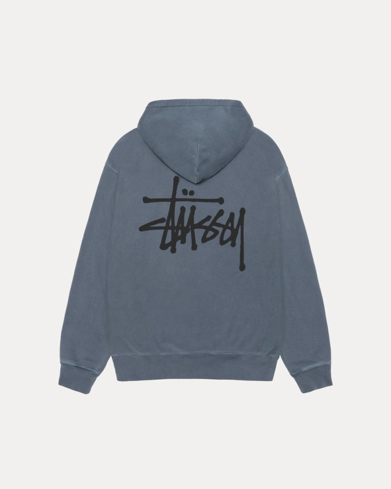 Stüssy Basic Hoodie Pigment Dyed Dámské VQ05-4355J3 | Stussy Mikina S Kapucí Tmavě Blankyt