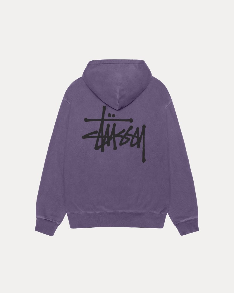 Stüssy Basic Zip Hoodie Pigment Dyed Dámské OQ11-7091Y8 | Stussy Mikina S Kapucí Fialové