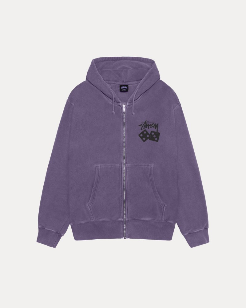 Stüssy Dice Zip Hoodie Pigment Dyed Dámské BB42-7452M7 | Stussy Mikina S Kapucí Fialové