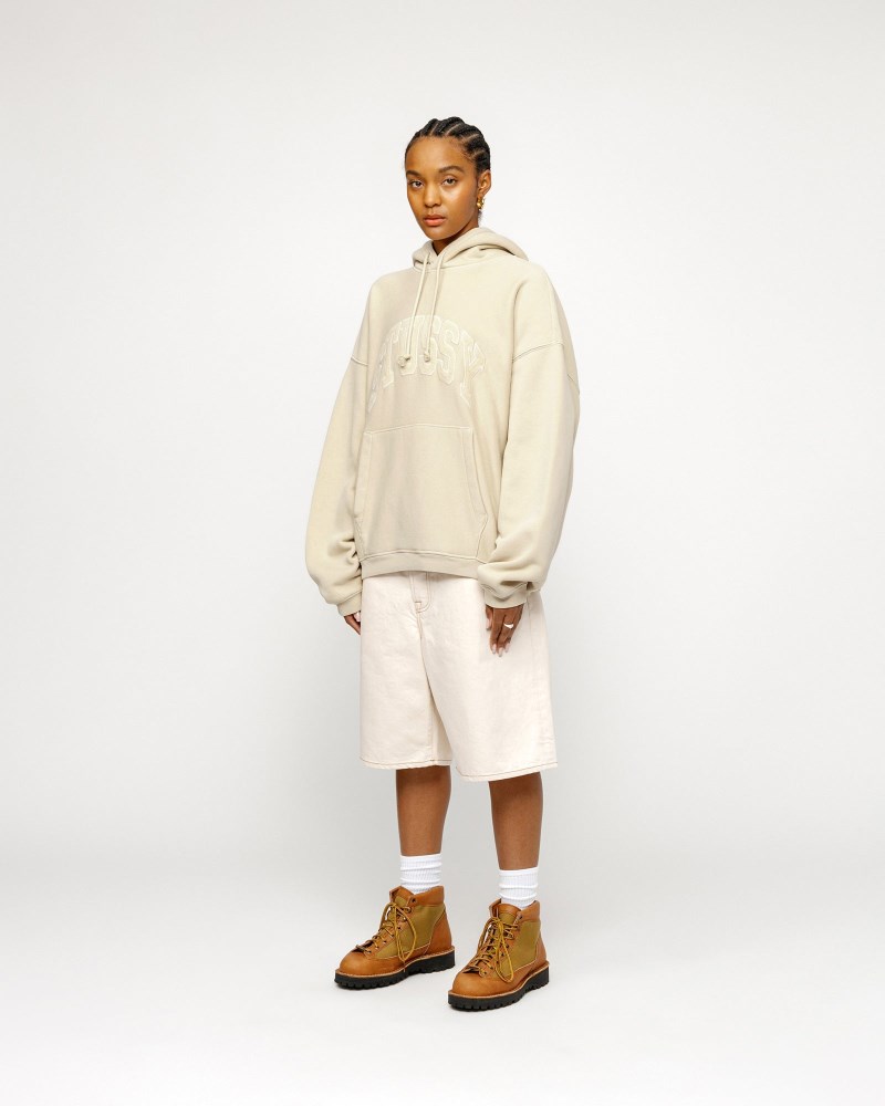 Stüssy Embroidered Relaxed Hoodie Dámské KR28-7698G7 | Stussy Mikina S Kapucí Hnědé