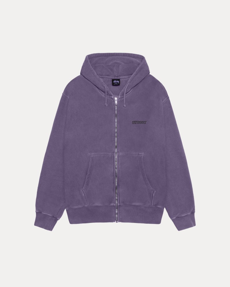Stüssy Jumbo Zip Hoodie Pigment Dyed Dámské OY19-8699V3 | Stussy Mikina S Kapucí Fialové