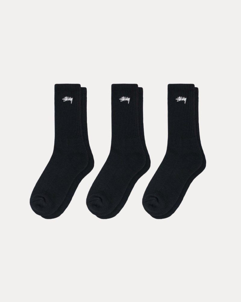 Stüssy Crew Socks 3 Pack Dámské RI66-9616N6 | Stussy Ponožky Černé