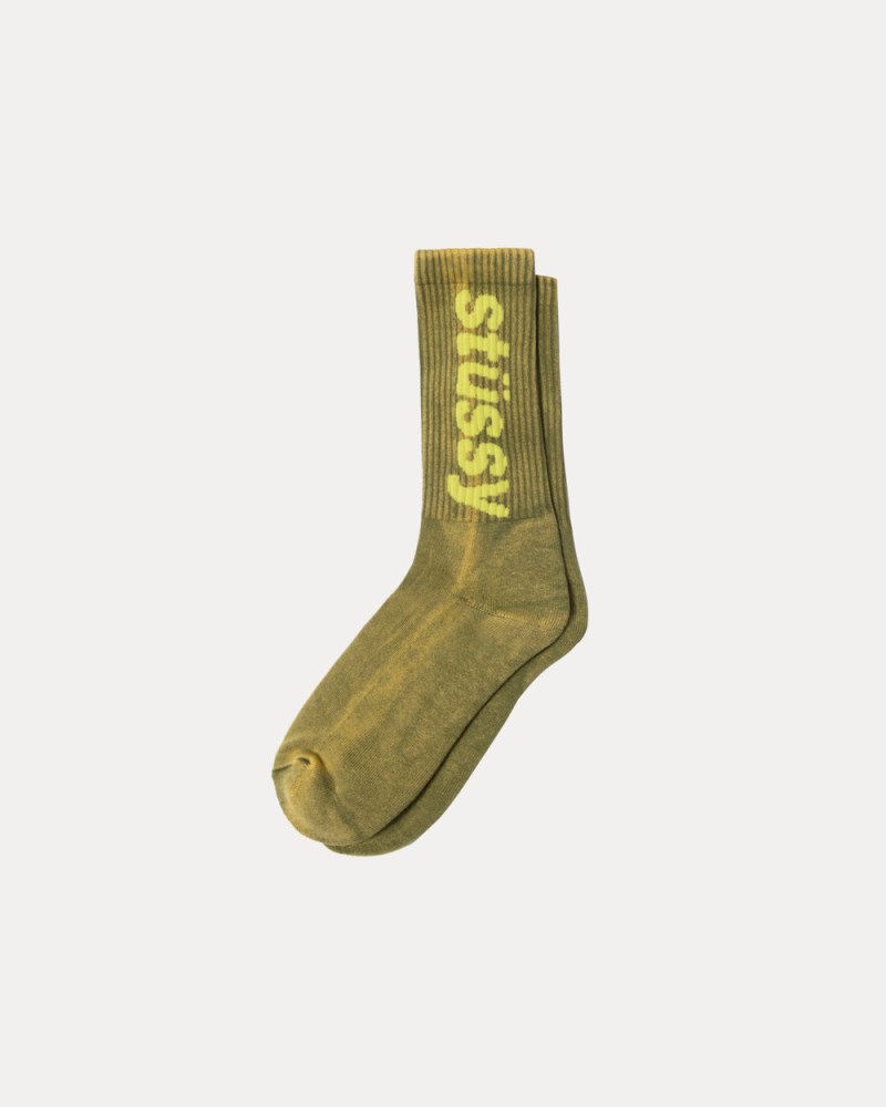 Stüssy Washed Helvetica Crew Sock Dámské PS09-7299I5 | Stussy Ponožky Zelene