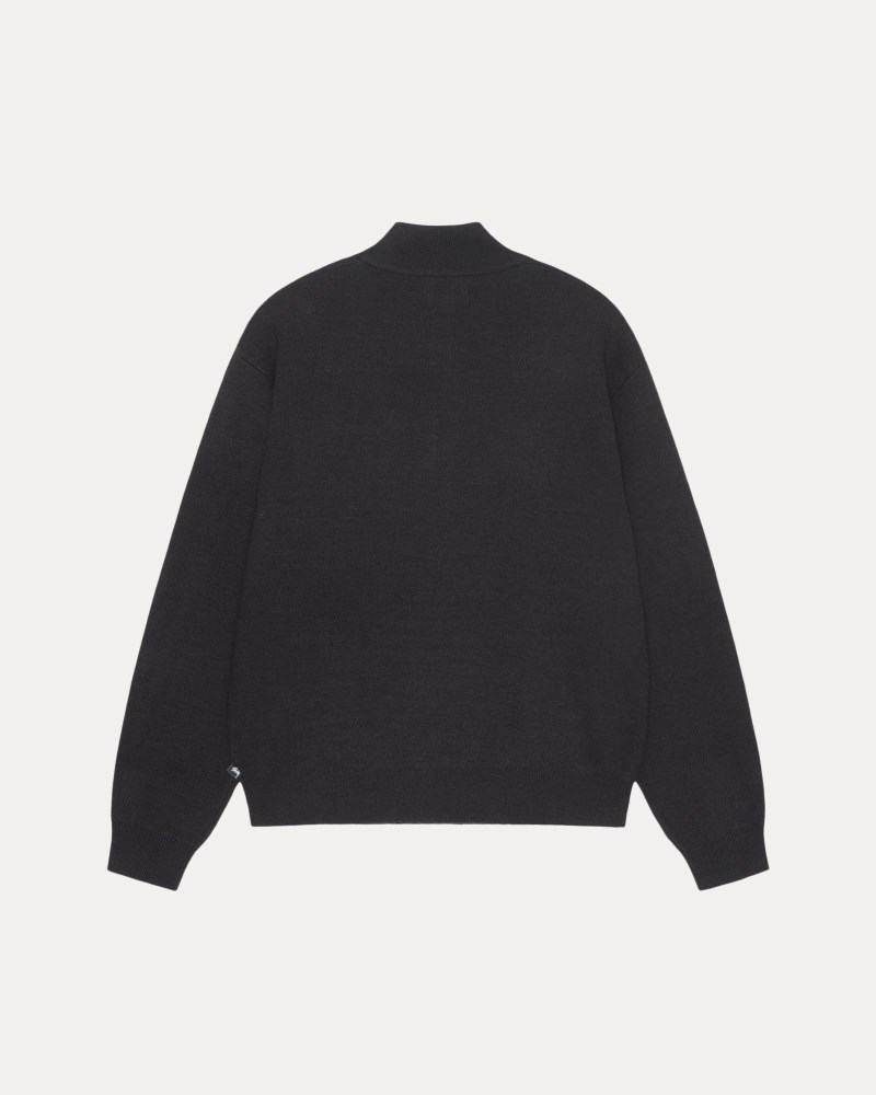 Stüssy Half Zip Mock Neck Sweater Dámské TI65-2995A7 | Stussy Svetry Černé