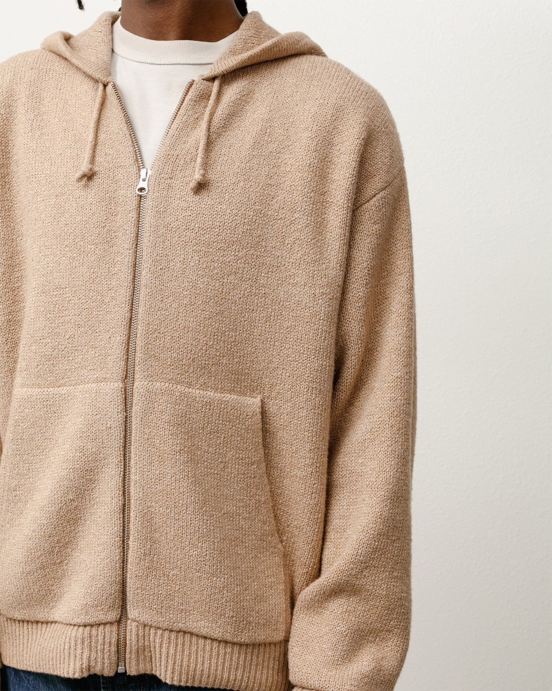Stüssy Hooded Zip Sweater Dámské ZO32-3012B0 | Stussy Svetry Hnědé