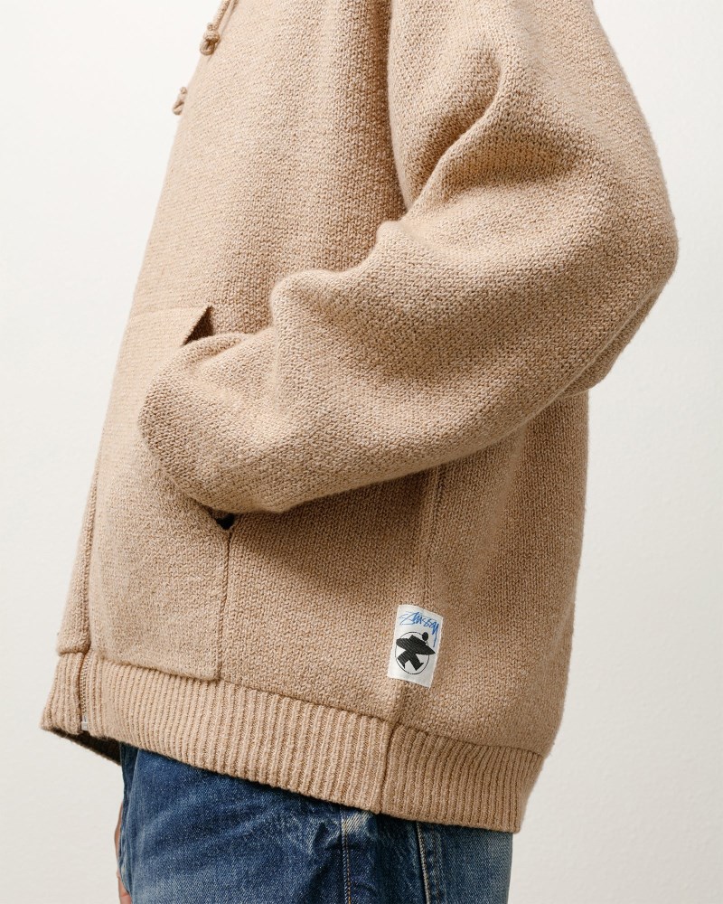 Stüssy Hooded Zip Sweater Dámské ZO32-3012B0 | Stussy Svetry Hnědé