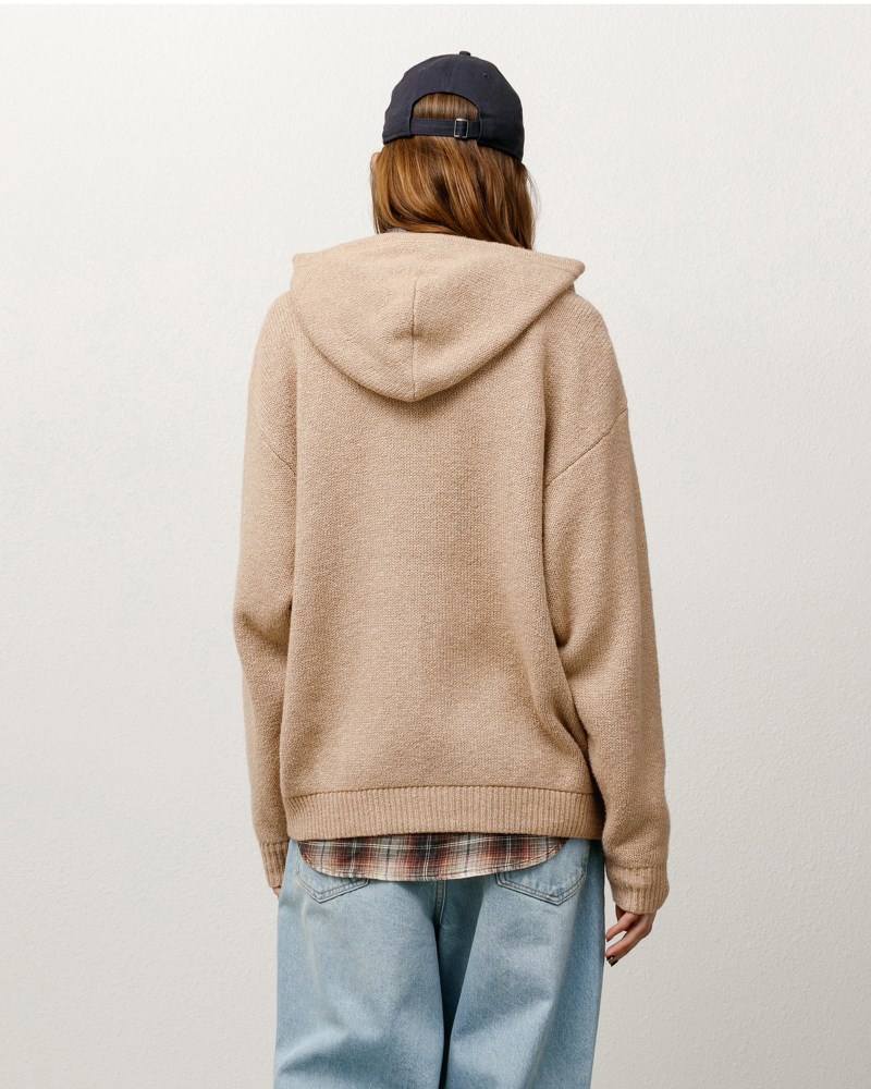 Stüssy Hooded Zip Sweater Dámské ZO32-3012B0 | Stussy Svetry Hnědé
