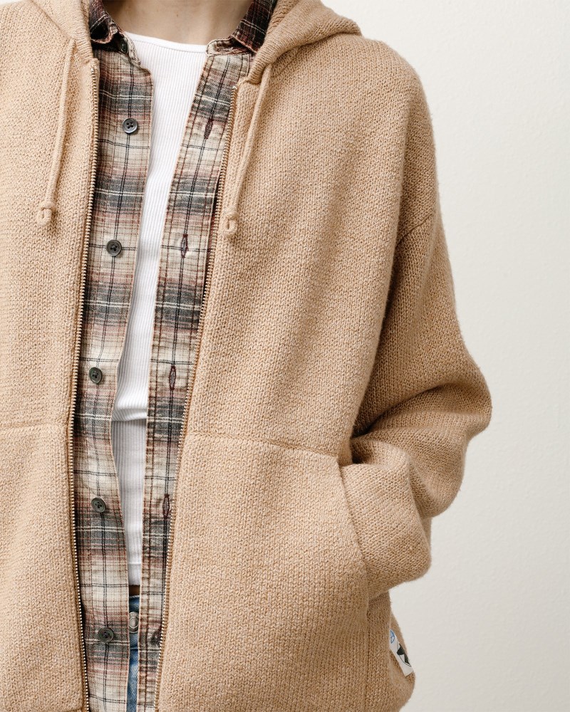Stüssy Hooded Zip Sweater Dámské ZO32-3012B0 | Stussy Svetry Hnědé