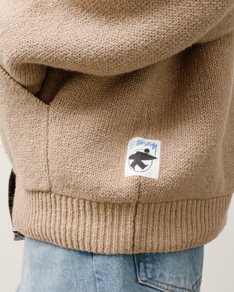 Stüssy Hooded Zip Sweater Dámské ZO32-3012B0 | Stussy Svetry Hnědé