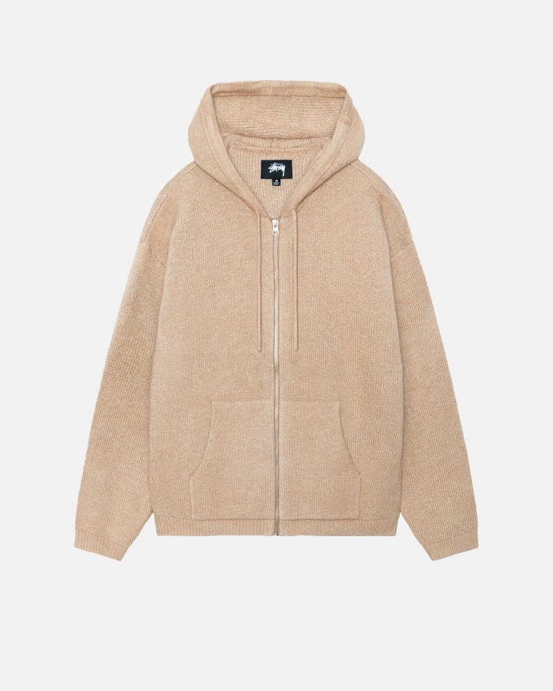 Stüssy Hooded Zip Sweater Dámské ZO32-3012B0 | Stussy Svetry Hnědé