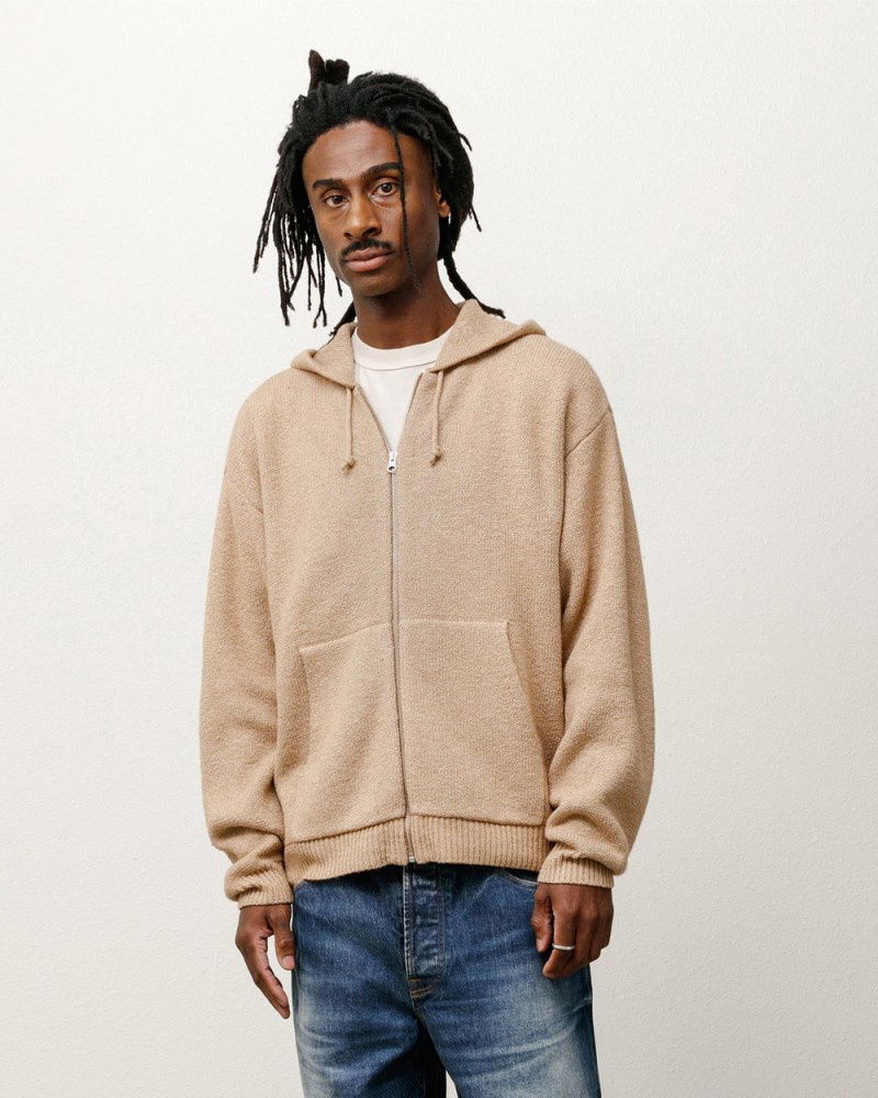 Stüssy Hooded Zip Sweater Dámské ZO32-3012B0 | Stussy Svetry Hnědé
