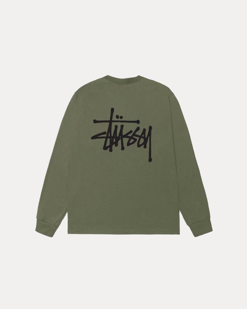 Stüssy Basic Ls Tee Dámské BT74-2914G1 | Stussy Tričko Olivy Zelené