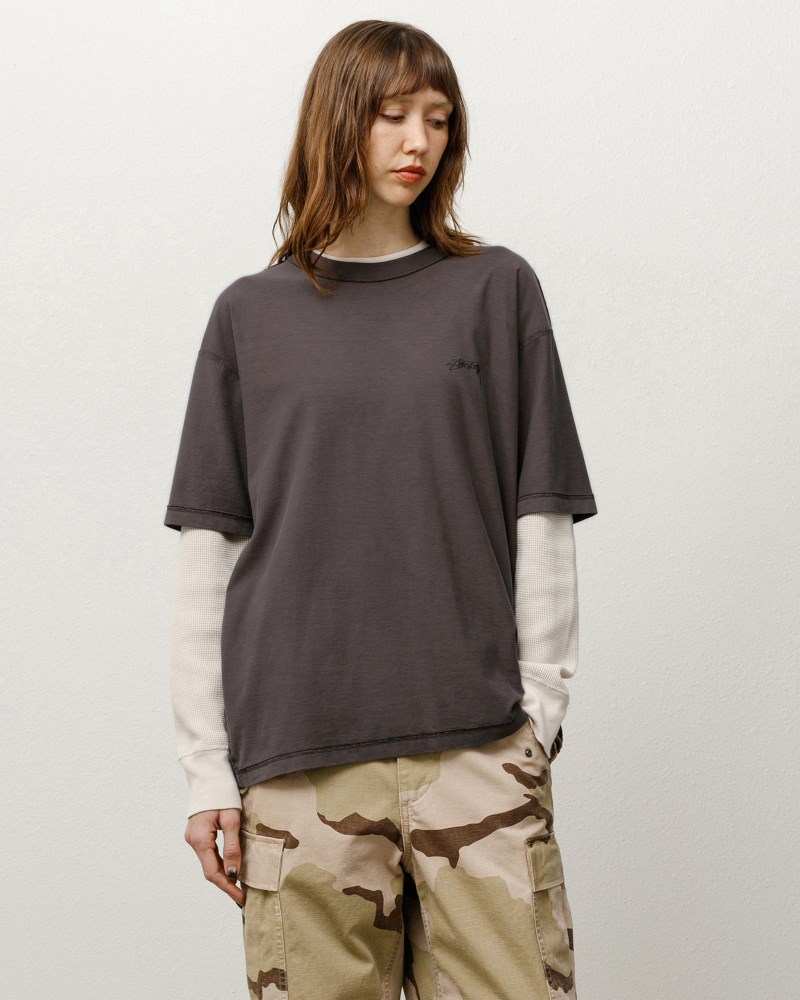 Stüssy Lazy Tee Dámské QR44-8614Z7 | Stussy Tričko Tmavě Šedé