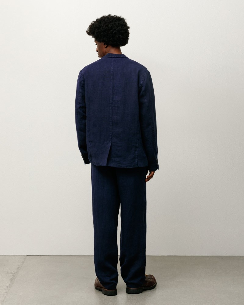 Stüssy Blazer Textured Linen Pánské NP11-5891Y0 | Stussy Blejzry Tmavě Blankyt