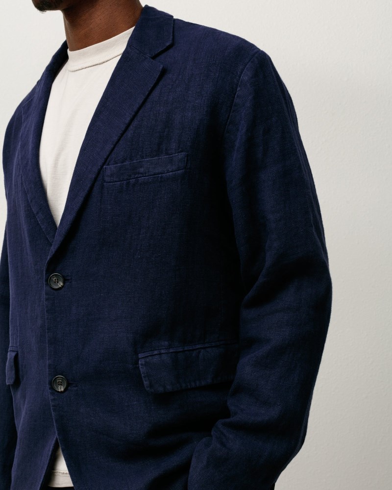 Stüssy Blazer Textured Linen Pánské NP11-5891Y0 | Stussy Blejzry Tmavě Blankyt