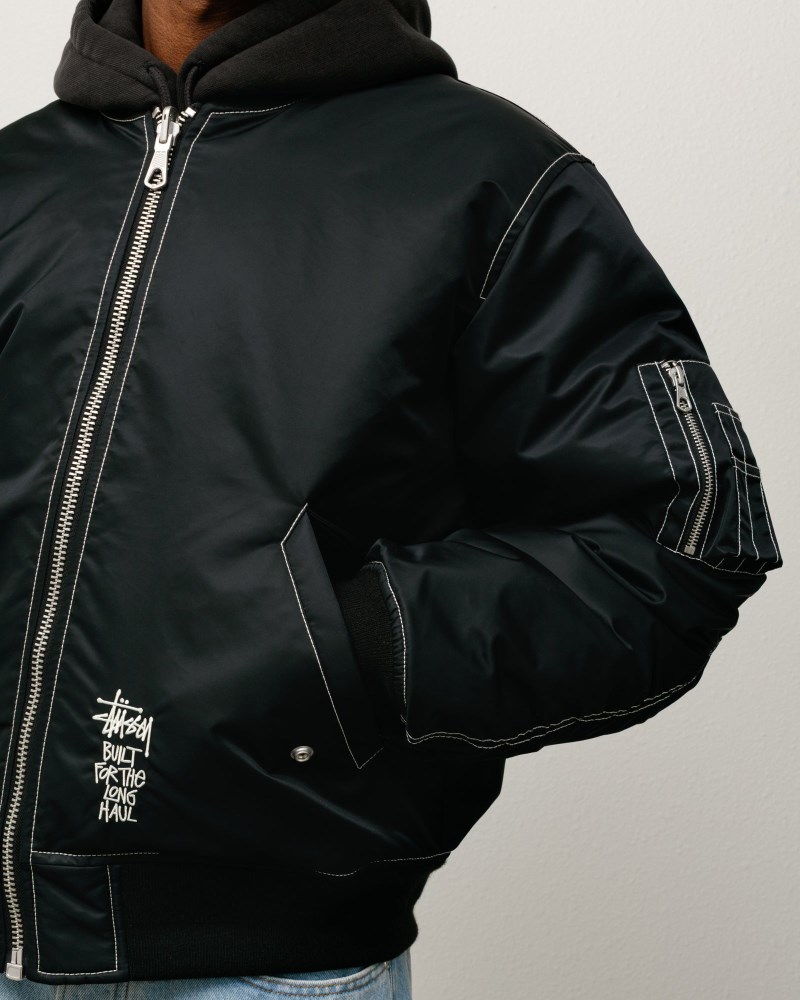 Stüssy Built Reversible Bomber Jacket Pánské HI31-4391U9 | Stussy Bundy Černé