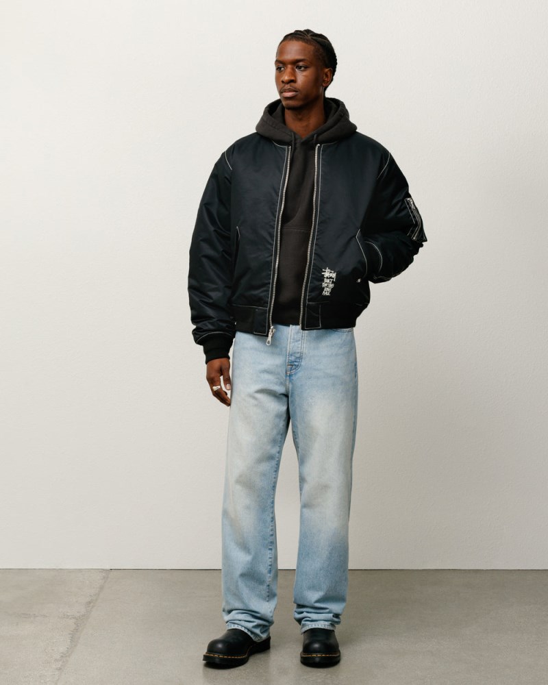 Stüssy Built Reversible Bomber Jacket Pánské HI31-4391U9 | Stussy Bundy Černé