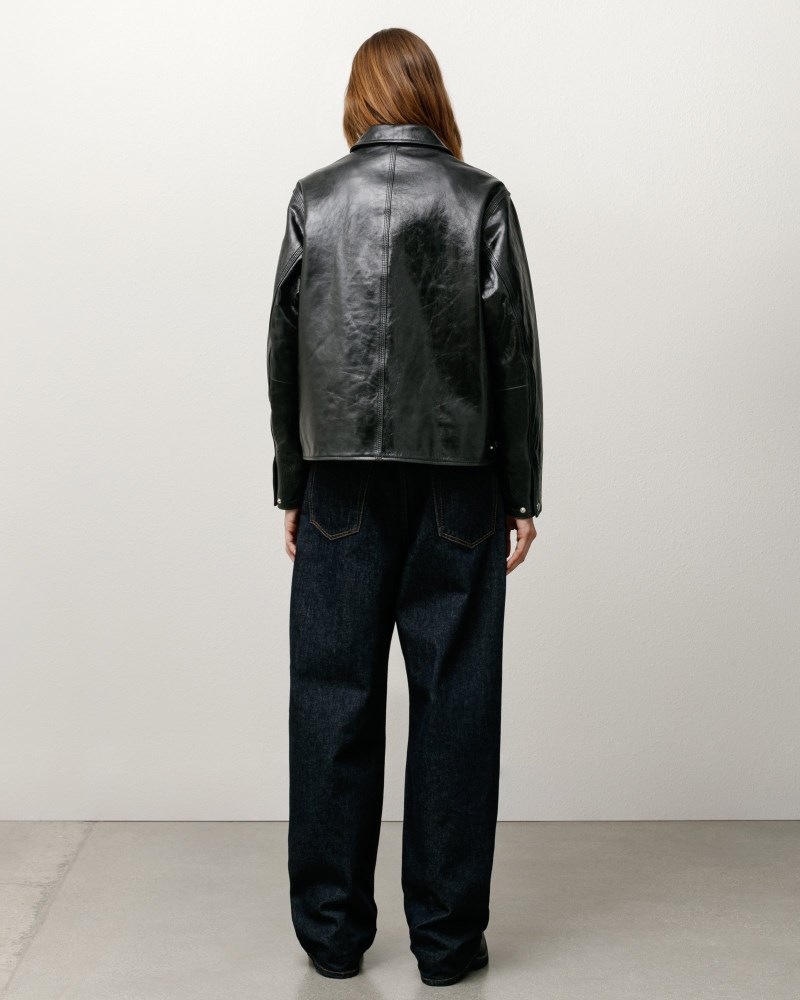 Stüssy Garage Jacket Leather Pánské FI25-8315N0 | Stussy Bundy Černé