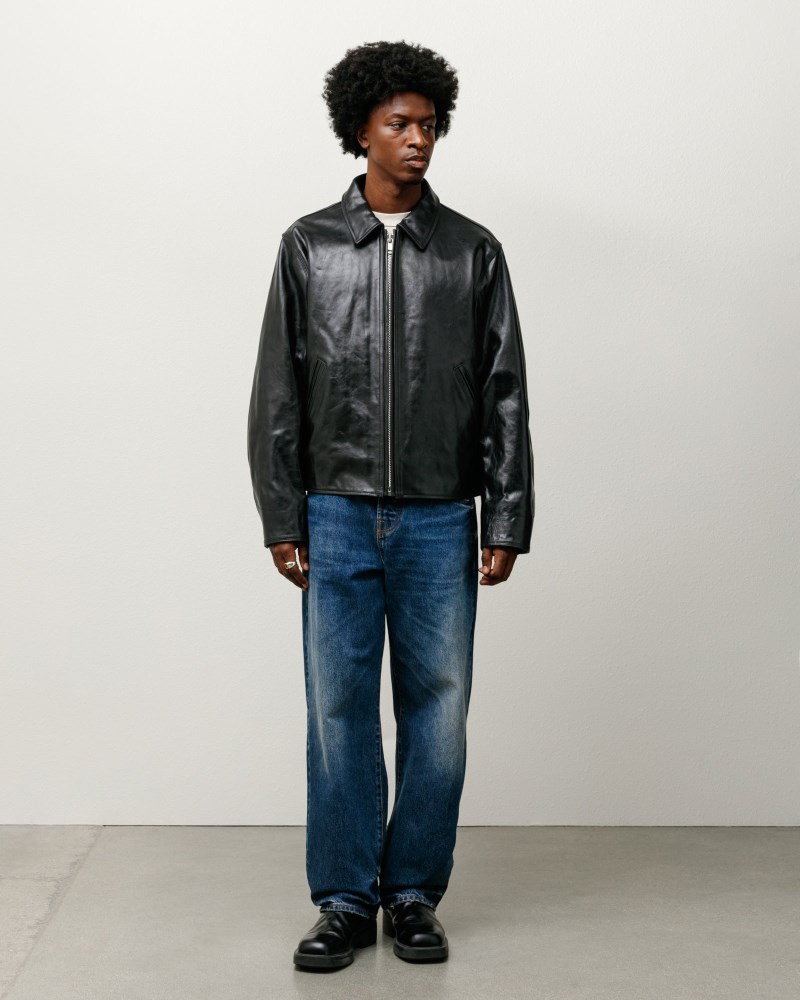 Stüssy Garage Jacket Leather Pánské FI25-8315N0 | Stussy Bundy Černé
