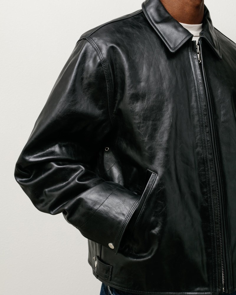 Stüssy Garage Jacket Leather Pánské FI25-8315N0 | Stussy Bundy Černé