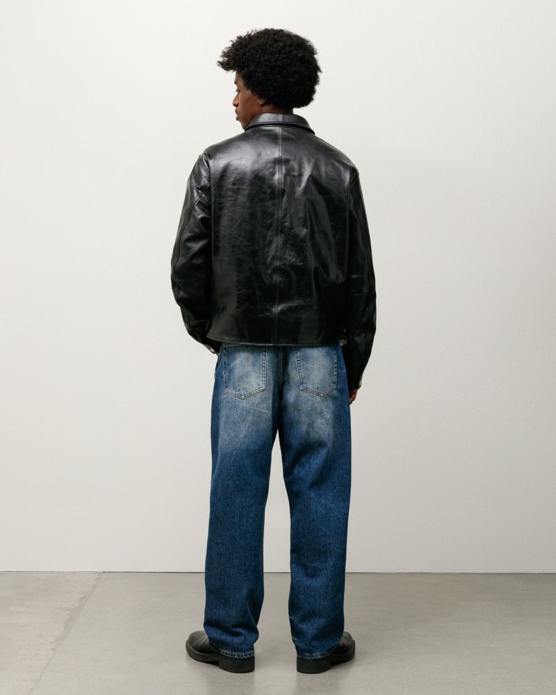 Stüssy Garage Jacket Leather Pánské FI25-8315N0 | Stussy Bundy Černé