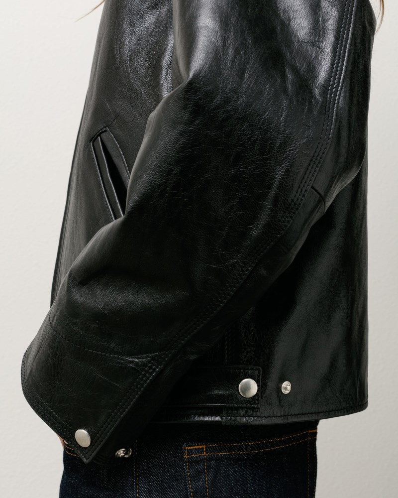 Stüssy Garage Jacket Leather Pánské FI25-8315N0 | Stussy Bundy Černé