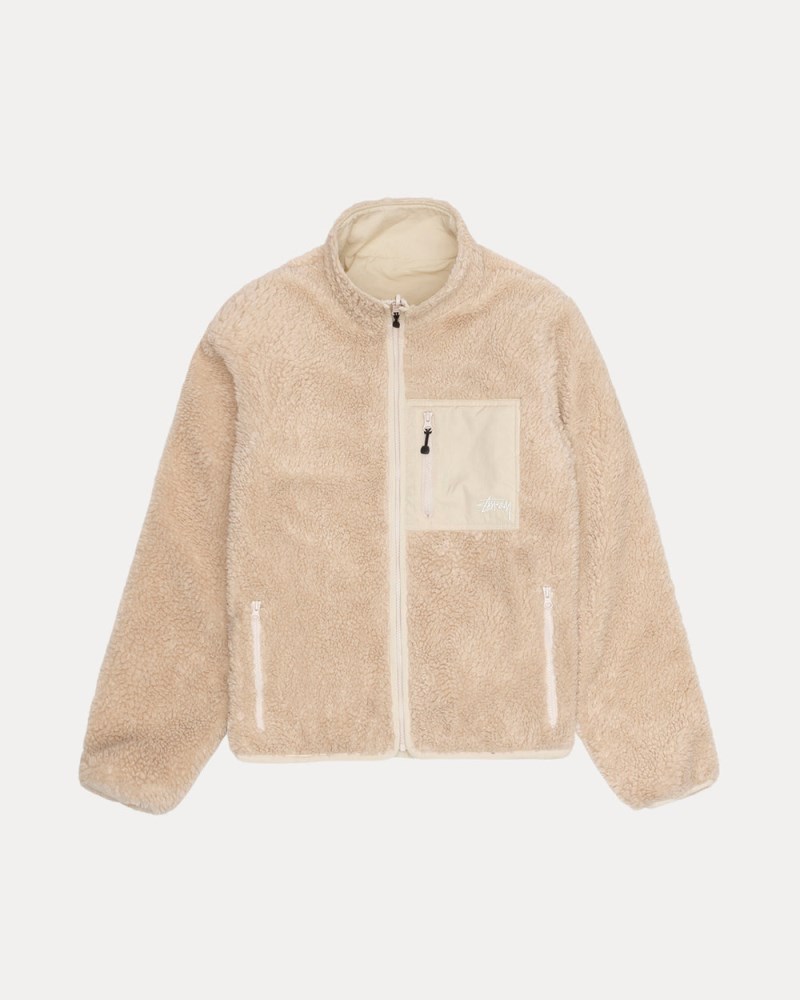 Stüssy Sherpa Reversible Jacket Pánské IC24-0414B0 | Stussy Bundy Béžový