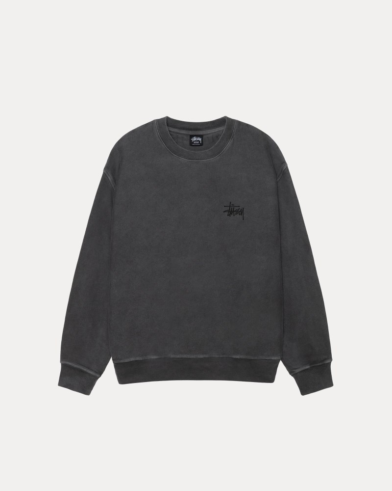 Stüssy Basic Crew Pigment Dyed Pánské KY32-1582V5 | Stussy Crewneck Black/Black