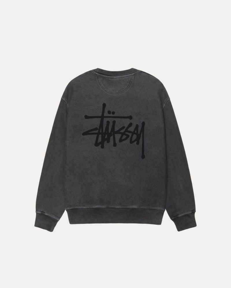 Stüssy Basic Crew Pigment Dyed Pánské KY32-1582V5 | Stussy Crewneck Black/Black