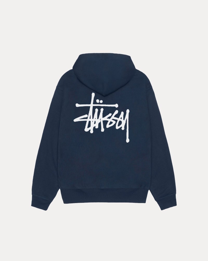 Stüssy Basic Zip Hoodie Pánské BR63-8183M2 | Stussy Mikina S Kapucí Tmavě Blankyt
