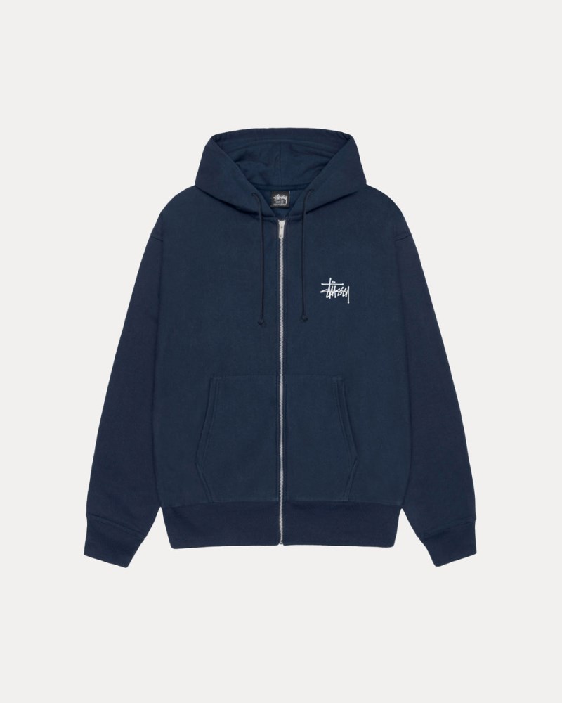 Stüssy Basic Zip Hoodie Pánské BR63-8183M2 | Stussy Mikina S Kapucí Tmavě Blankyt