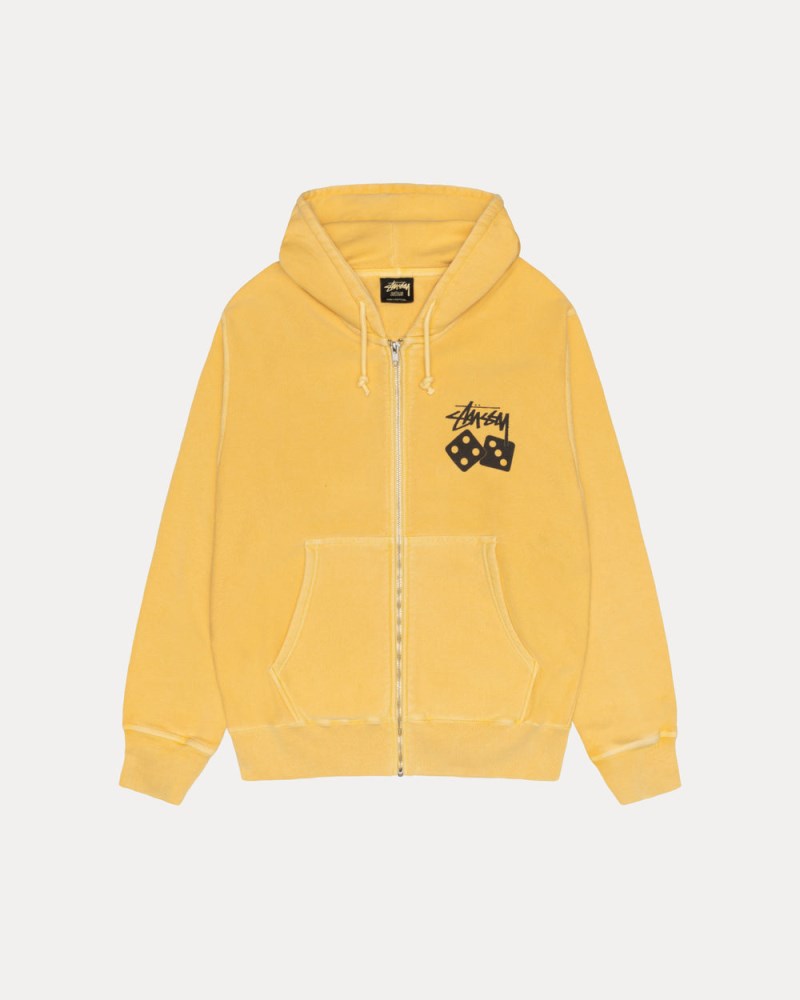 Stüssy Dice Zip Hoodie Pigment Dyed Pánské BI29-0289N2 | Stussy Mikina S Kapucí Žluté