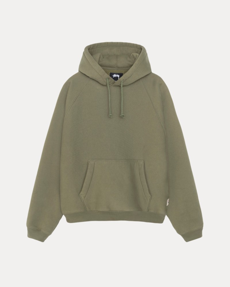 Stüssy Fleece Raglan Hoodie Pánské UA96-0426R6 | Stussy Mikina S Kapucí Olivy Zelené