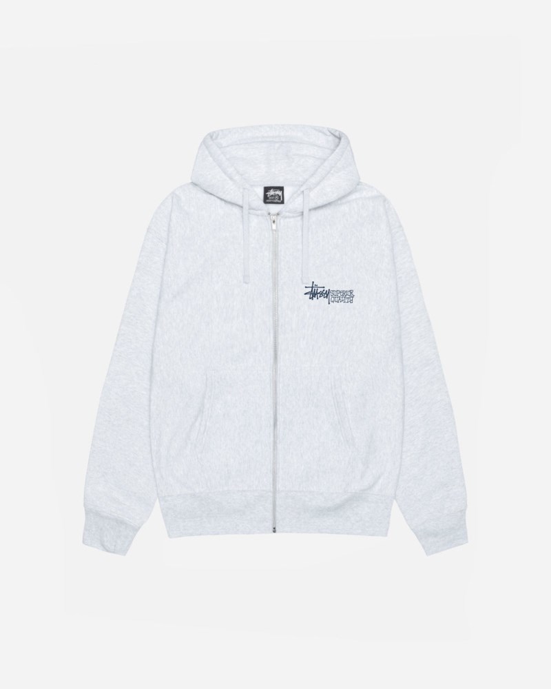 Stüssy Superior Quality Zip Hoodie Pánské WR50-2480B4 | Stussy Mikina S Kapucí Bílé