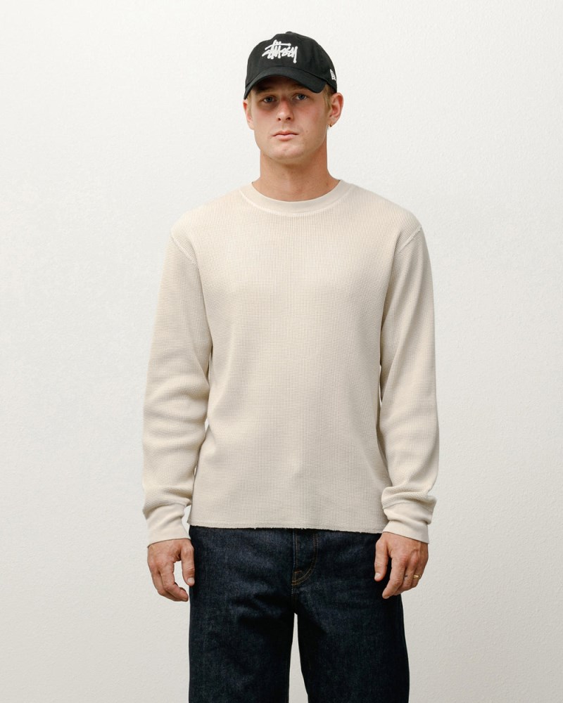 Stüssy Garment Dyed Ls Thermal Pánské MT59-0299W1 | Stussy Mikiny Krém
