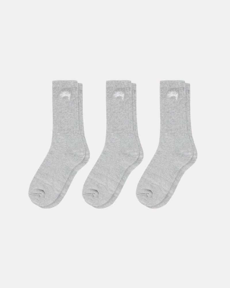 Stüssy Crew Socks 3 Pack Pánské GF33-2223Y2 | Stussy Ponožky Šedé