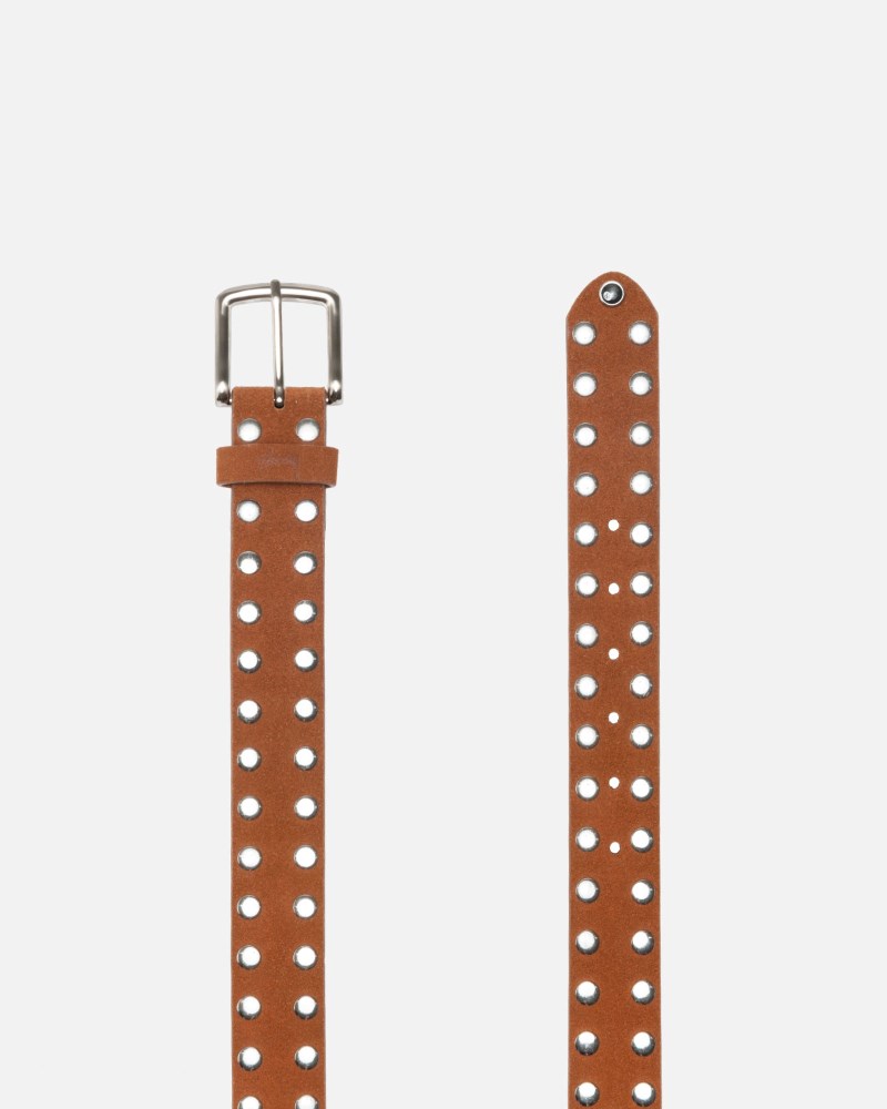 Stüssy 8 Ball Suede Studded Belt Pánské FN48-6438X0 | Stussy Pásky Hnědé