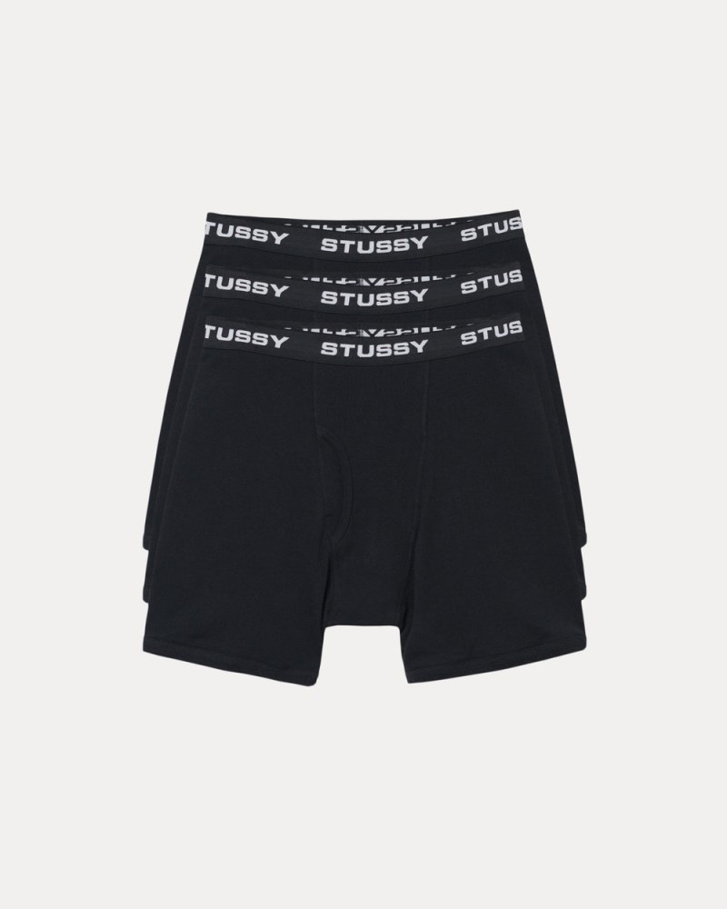Stüssy Boxer Briefs 3 Pack Pánské JG54-0394Y3 | Stussy Slipy Černé