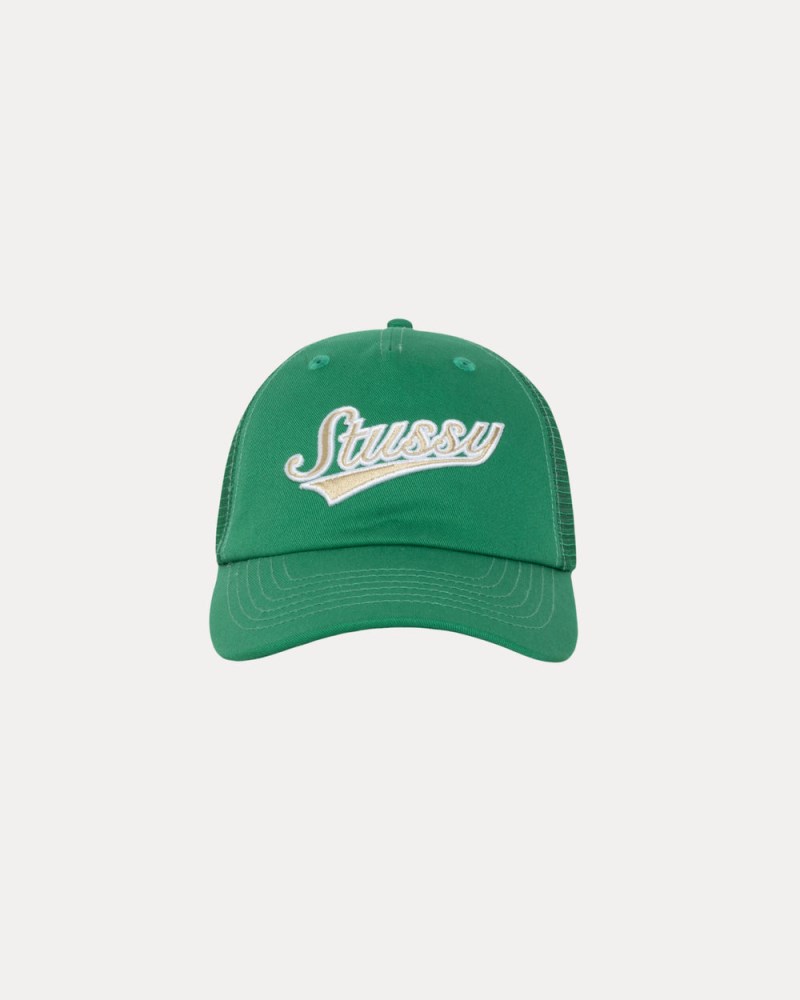 Stüssy Low Profile Athletic Trucker Snapback Pánské UK89-6719W1 | Stussy Snapback Zelene