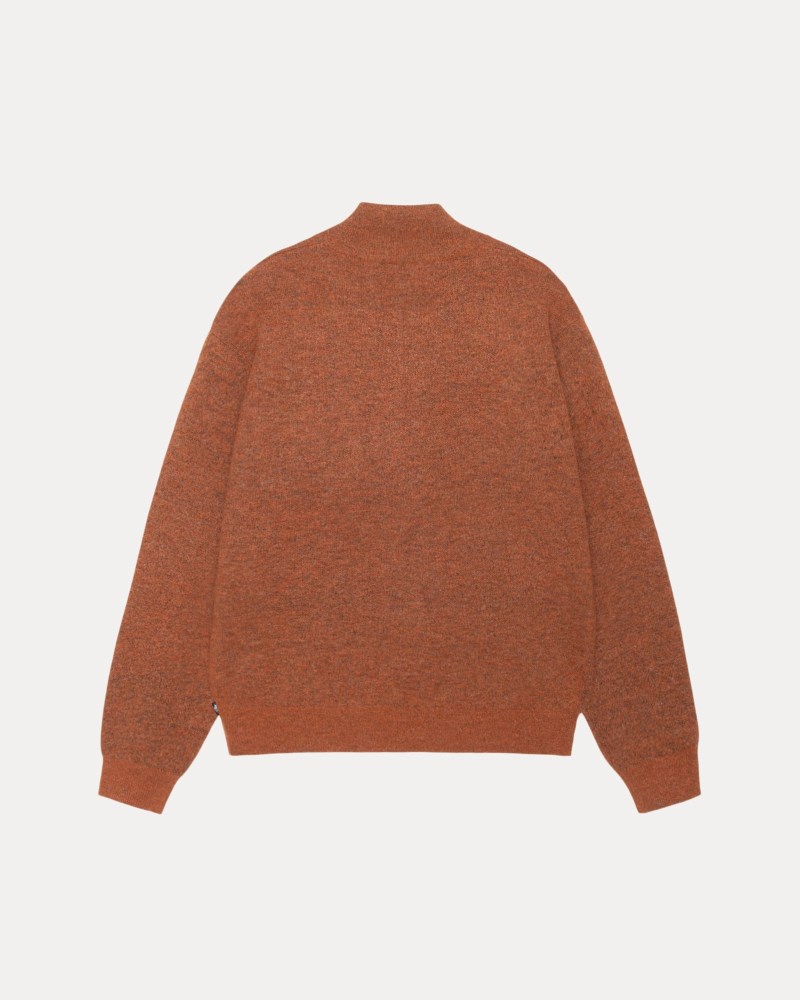 Stüssy Half Zip Mock Neck Sweater Pánské WB52-4812M0 | Stussy Svetry Tmavě Hnědé