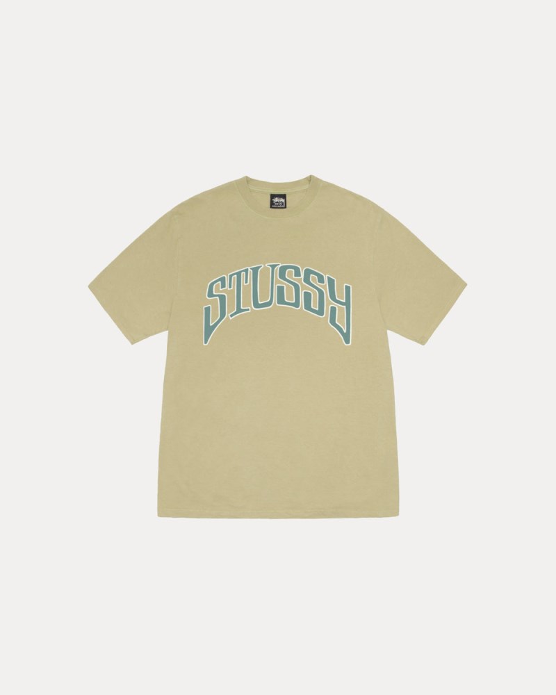 Stüssy Arched Tee Pigment Dyed Pánské XM19-9039S0 | Stussy Tričko Světle Zelene