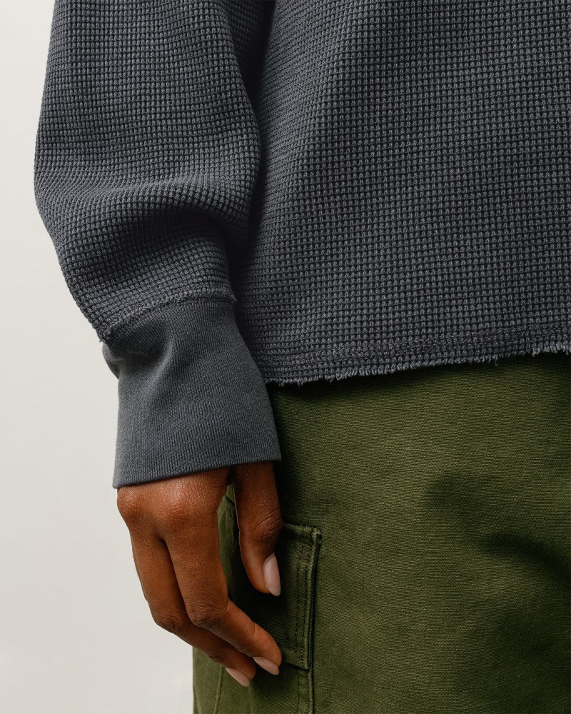 Stüssy Garment Dyed Ls Thermal Pánské VE30-2830V5 | Stussy Tričko Tmavě Šedé