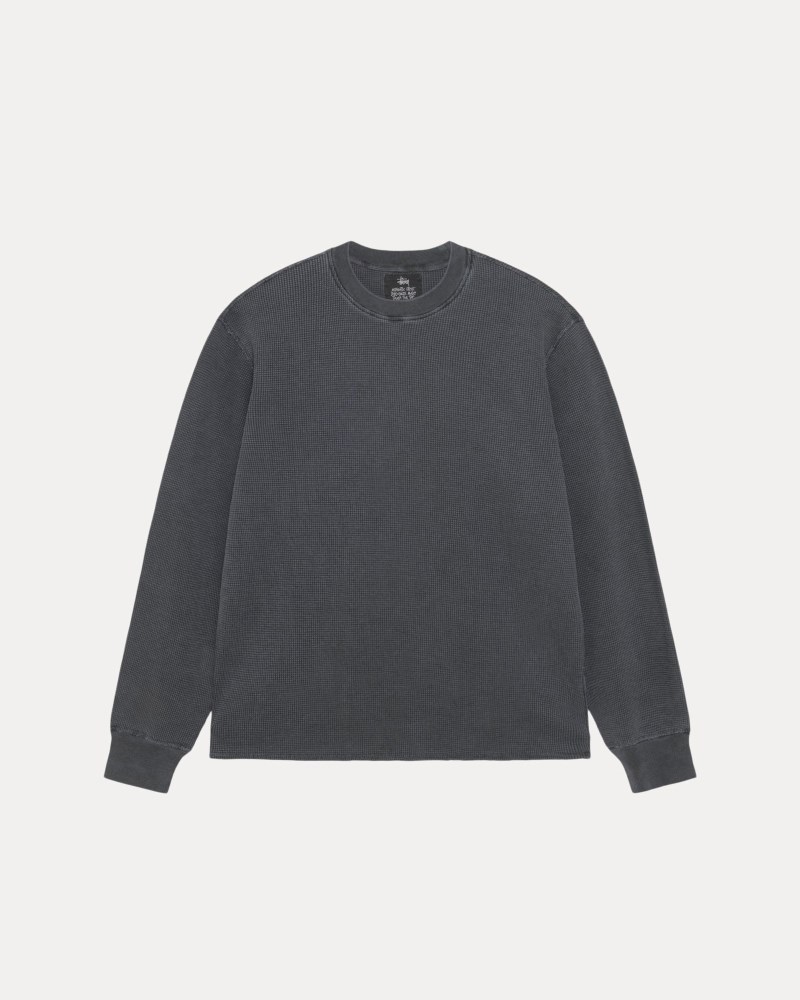 Stüssy Garment Dyed Ls Thermal Pánské VE30-2830V5 | Stussy Tričko Tmavě Šedé