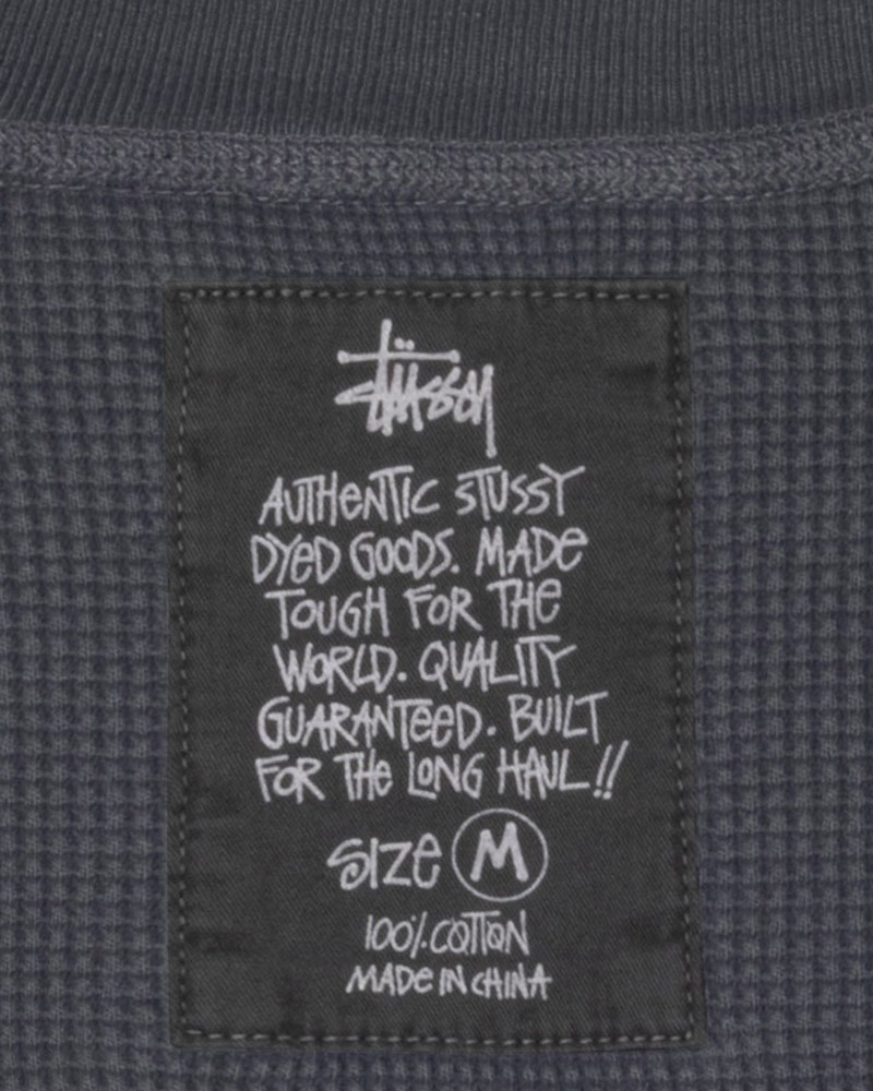 Stüssy Garment Dyed Ls Thermal Pánské VE30-2830V5 | Stussy Tričko Tmavě Šedé