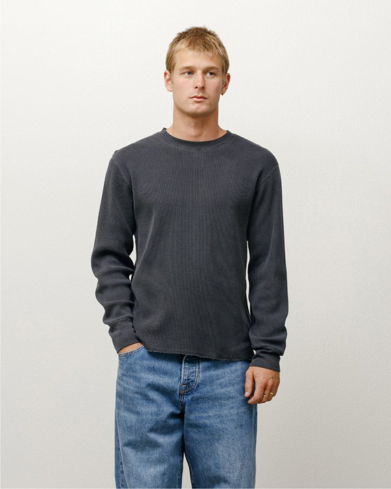 Stüssy Garment Dyed Ls Thermal Pánské VE30-2830V5 | Stussy Tričko Tmavě Šedé